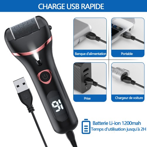 PediLux Pro™ – Kit de Pédicure Électrique 8 en 1 Anti-Callosités Rechargeable & Étanche IPX7
