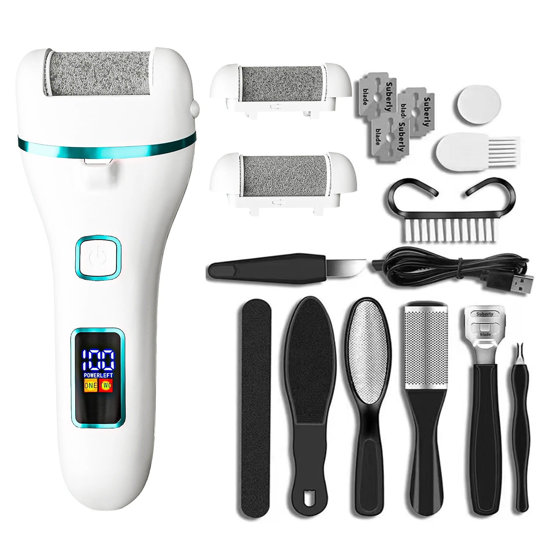 PediLux Pro™ – Kit de Pédicure Électrique 8 en 1 Anti-Callosités Rechargeable & Étanche IPX7