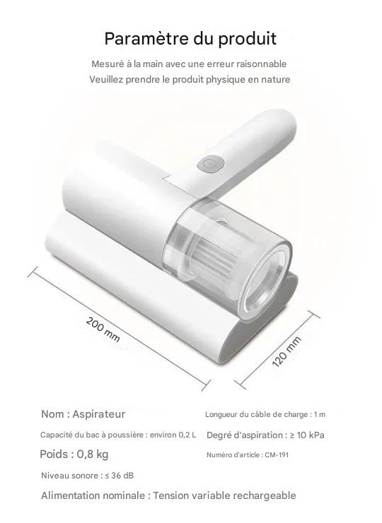 Aspirateur à Main Rechargeable UV 🌟 – Puissant, Sans Fil & Anti-Acariens | Élimine Poussière, Saleté, Poils & Allergènes pour un Sommeil Sain