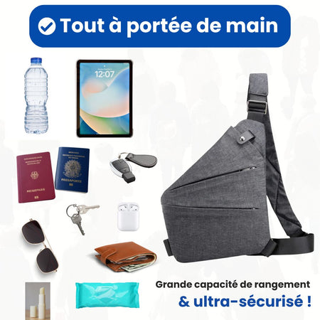 Sac bandoulière anti-vol léger et ajustable pour voyageurs